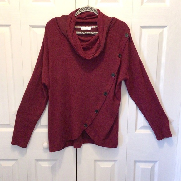 89th + Madison Womens Red Long Sleeve Cowl Neck Crossover Sweater Size Large - Picture 4 of 5